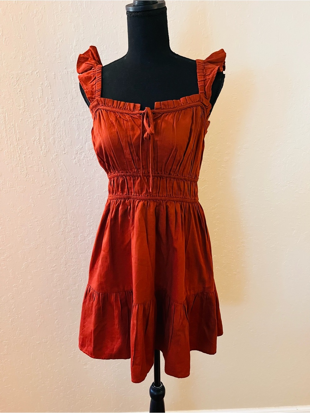 GAP Rust-Red Ruffle Strap Mini Dress